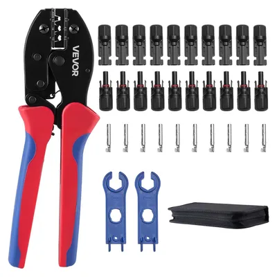 Produktbild von VEVOR Solar Crimpzange Set für 2,5-6 mm², Crimpwerkzeug mit Metrischen & AWG-Markierungen, inkl. Solar-Steckverbindern, Kabelverbindern, Schraubenschlüsseln & Aufbewahrungskoffer