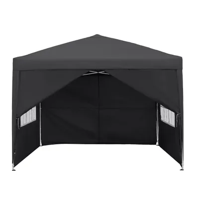 Produktbild von LARS360 Pavillon 3x3m Faltpavillon Wasserdicht Dunkelgrau Partyzelt Gartenzelt Winterfest Gartenpavillon Faltbar Garten -4 Seitenteilen und Fenstern