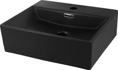 Zdjęcie produktu dla Umywalka LuxeBath Kwadratowa umywalka nablatowa, 41,5x36x13 cm, czarny mat, wykonana z ceramiki
