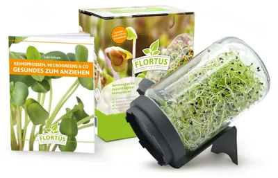 Produktbild von Sprossenglas mit Siebdeckel | Keimsprossenglas von FLORTUS