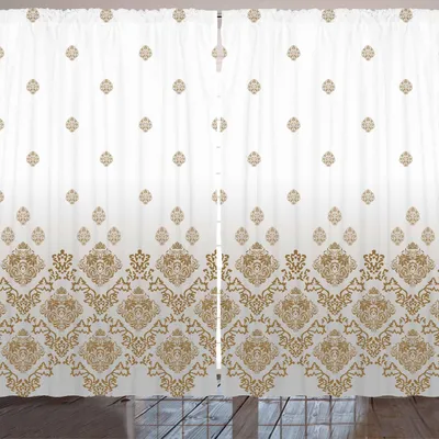 Produktbild von ARANDE viktorianisch Gardine, Damast-Motive in Vintage romantischen Landhausstil Ombre Elements Floral Art, 280 x 175 cm, Braun Weiß Grau
