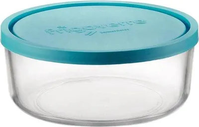 Imagen del producto de BORMIOLI ROCCO Frigoverre, vaso de vidrio redondo, tapa azul, 12 cm de diámetro