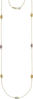 Produktbild von JOBO Halskette Kette lang 585 Gold Gelbgold Citrine Blautopase Amethyste 90 cm