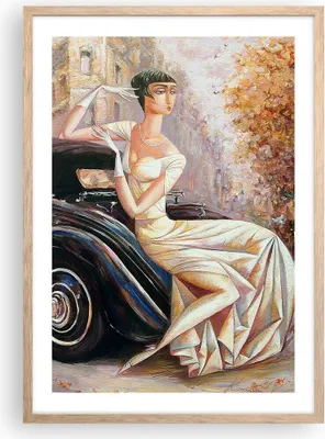 Produktbild von Gerahmtes Poster - Rahmen in heller Eiche - frau retro stil - 50x70 cm - Wand Bild - Wanddeko - Wandbilder - Kunstposter - Wandposter - Bilderrahmen - Bilder - Kunstdruck - Wandbild - P2NPA50x70-3467