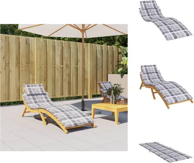 Image de vidaXL Coussin pour chaise longue Gris à carreaux 186 x 58 x 3 cm Tissu Oxford -  Coussin d'assise