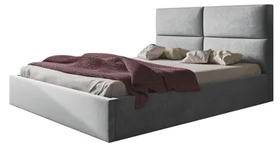Produktbild von AlpiMeble Bett 90x200 - Polsterbett mit Bettkasten und Metallrahmen - Modern Betten - Weicher Jasminstoff - Kollektion Lizbona, Grau