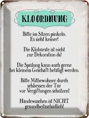 Produktbild von vianmo Blechschild 40x30 cm Klo Ordnung die Klobürste Spruch Zitat