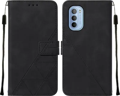 Produktbild von Moto G31 Hülle, Schlank Prägung Flip Leder Kartenfächer Schutzhülle mit Ständer für Motorola Moto G31 Schwarz