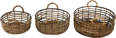 Immagine prodotto di Set di 3 cestini portaoggetti Clayre & Eef Ø 39 Ø 34 Ø 29 cm in rattan marrone