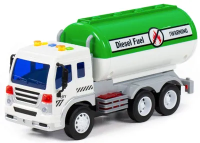 Produktbild von Kraftstoff-Tankwagen LKW Kinder Spielzeug  CITY grün Schwungrad mit Licht Sound