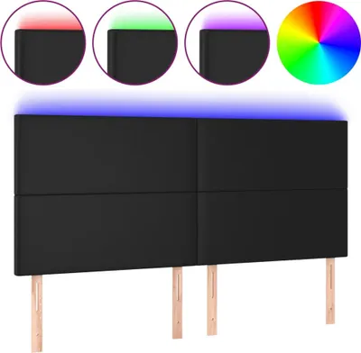 Produktbild von vidaXL LED Kopfteil Schwarz 180x5x118/128 cm Kunstleder
