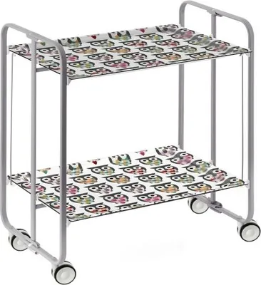 Image de DON HIERRO - Chariot de service pliable BAUHAUS avec roulettes - structure métallique grise, 2 niveaux, 4 positions