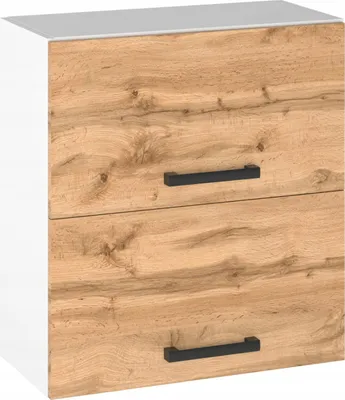 Zdjęcie produktu dla ULWEHOME Szafka kuchenna wisząca górna klapowa uchylna 60 cm z 2 frontami Dąb Wotan | Meble kuchenne system EKO