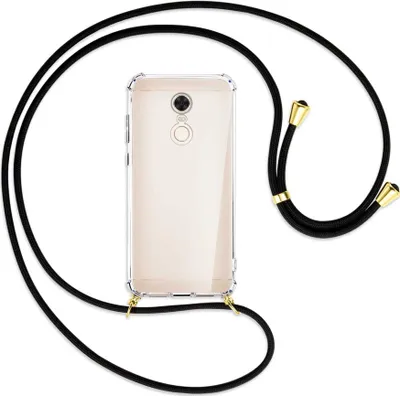 Produktbild von Handykette Backcover-Schutzhülle mit Band (Metall goldfarben) für Xiaomi Redmi 5 Plus - schwarz