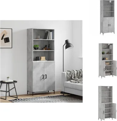 Image de vidaXL Highboard gris béton 69,5x34x180 cm Bois composite - Sideboards
