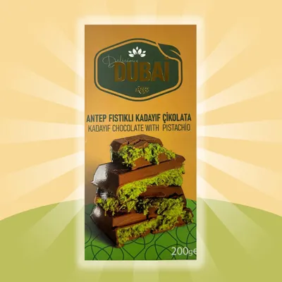 Produktbild von Artu Dubai Style Schokolade 200 g | Milchschokolade mit Pistaziencreme & Kadayif | Premium Geschenk‑Edition +Heartforcards Versandschutz