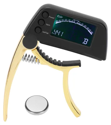 Produktbild von Gitarren-Kapodaster-Stimmgerät, Zinklegierung, ABS, 2-in-1-Clip mit LCD für akustische elektrische klassische Ukulelen