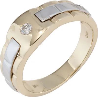 Produktbild von Herrenring Ring aus 585 Gold Gelbgold & Weißgold bicolor mit Diamant Brillant Innenumfang 66mm  Ø21.0mm