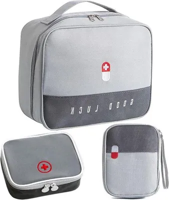 Produktbild von Reise-Medikamententasche - 3 Stück wasserdichter Medikamententasche Erste-Hilfe-Tasche grau