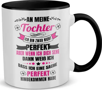 Produktbild von 22Feels Tochter Geschenk Geburtstag 18 Jahre Kinder Tasse Mädchen Abi Uni Abschluss Bachelor Master Weihnachten Haferl Konfirmation Firmung Teenager (Weiss-Schwarz)