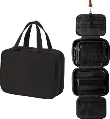 Obrázok produktu pre Toaletná taška veľká 30 x 10 x 22 cm, 4 priehradky, vodotesná, čierna, na cestovanie