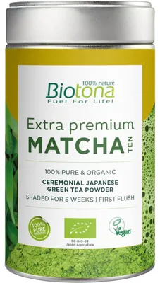 Zdjęcie produktu dla HERBATA ZIELONA MATCHA JAPOŃSKA EXTRA PREMIUM70 g - BIOTONA