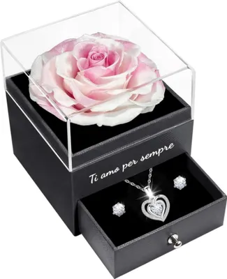 Obrázok produktu pre Darčeková súprava Eternal Preserved Rose s náhrdelníkom a náušnicami