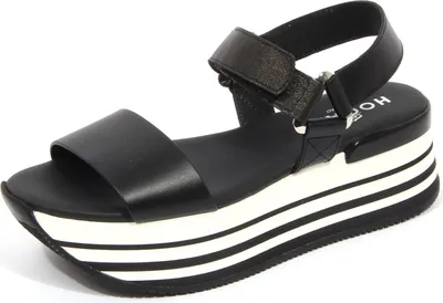 Produktbild von G0772 sandalo donna HOGAN H294 zeppa schwarz Sandale Schuhe Frau