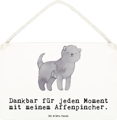 Produktbild von Mr. & Mrs. Panda Schild Affenpincher Moment DIN A6 - Weiß - Geschenk, Wandschild, Holzschild, holzbild, Wandbild Holz, Türschild
