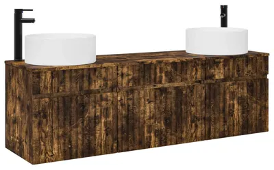 Immagine prodotto di Set di 3 mobili da bagno in legno di quercia affumicata