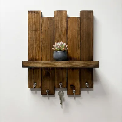 Obrázok produktu pre Skye Decor, elegantná nástenná polička z 100% masívneho dreva, 25x32x9 cm, hnedá