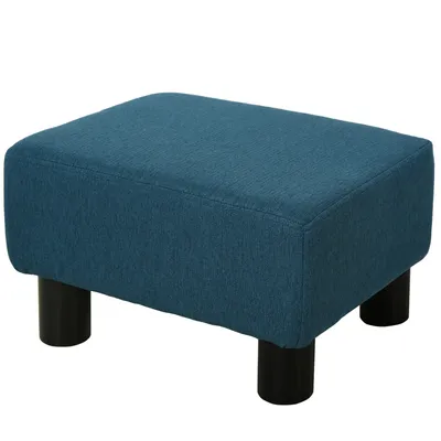 Produktbild von HOMCOM Pouf Fußstütze niedriger Hocker aus Leinenstoff, Tragfähigkeit 100 kg, 40 x 30 x 24 cm, dunkelblau