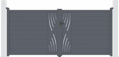 Produktbild von Doppelflügeltor aus Aluminium 3,5m VELETA H.160cm grau