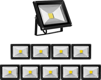 Produktbild von Greenmigo 10x 20W Fluter Strahler Kaltweiß Schwarz Aluminium Gehäuse IP65 Wasserdicht LED Lampe Wandleuchter Flulicht Flutbeleuchtung LED Gartenlampe Außenstahler