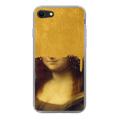 Produktbild von MuchoWow® Handyhülle Schutzhülle Hülle für iPhone SE 2020 Mona Lisa - Da Vinci - Gold Silikon Softcase Handy Hülle - Kartenbesitzer
