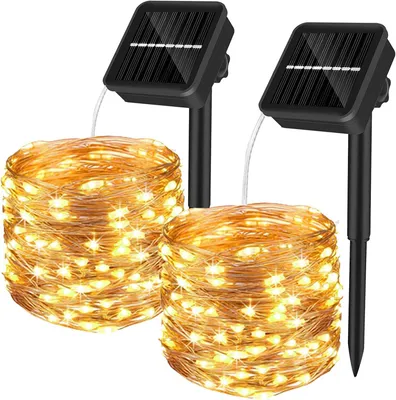 Solar-Lichterkette 2x15m 150 LEDs warmweiß IP65