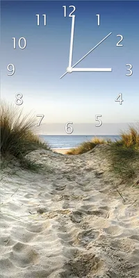 Produktbild von Wallario Design Wanduhr Weg durch die Dünen zum Strand am Meer aus Echtglas, Größe 30 x 60 cm