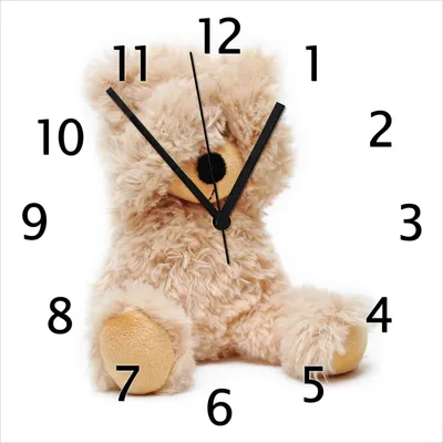 Produktbild von Wallario Design Wanduhr Süßer Teddybär aus Echtglas, Größe 30 x 30 cm
