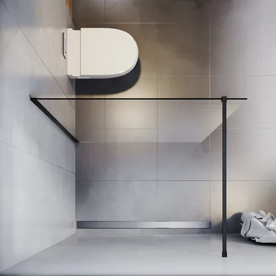 Produktbild von SONNI Walk-in-Dusche 90x200cm Duschabtrennung, schwarz,Walk in Duschwand Dusche 10mm Einscheibensicherheitsglas mit Nano Beschichtung, mit Stabilisat