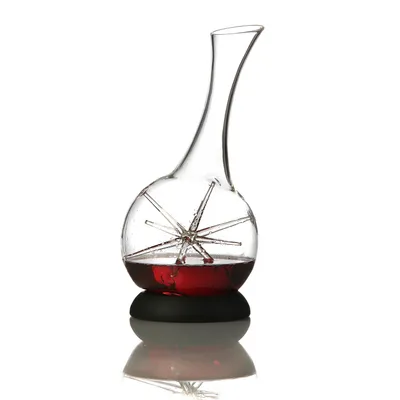 Produktbild von Zieher Dekanter/Karaffe STAR mit Standfuß – Borosilikatglas, Silikon, schwarz – 1 Set (2tlg)