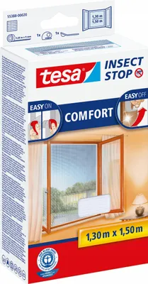 Obrázok produktu pre TESA COMFORT moskytiéra biela Sieť do okna proti hmyzu 1,3 x 1,5 m Zapínanie na suchý zips