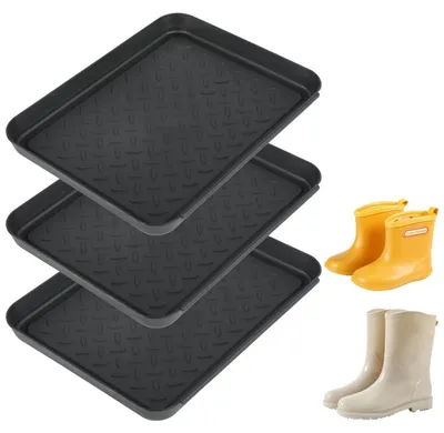 Produktbild von Schuhabtropfschale 3er Set Kunststoff 35 x 27,5 x 3 cm Schwarz