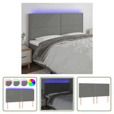 Produktbild von The Living Store LED Kopfteil Dunkelgrau 200x5x118/128 cm Stoff
