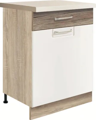 Produktbild von ECONO 5D – Unterschrank 60 cm mit Schublade und Tür, Weiß Hochglanz