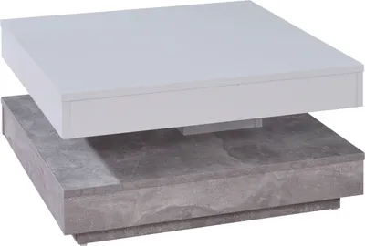 Image de Erano Table basse plateau pivotant et 1 Étagère aspect béton, blanc.