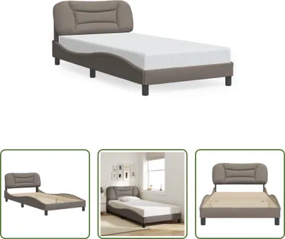 Produktbild von The Living Store Bettgestell mit Kopfteil Taupe 100x200 cm Stoff