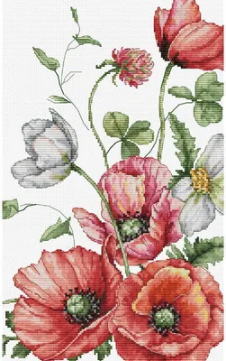 Zdjęcie produktu dla Zestaw do haftu krzyżykowego Luca-S "Kwiaty maku polnego", wzór liczony, 20x32cm