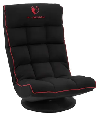 Produktbild von ML-Design Gaming Bodenstuhl Schwarz-Rot, verstellbare Rückenlehne, Gaming Sessel 360° Drehbar Klappbar, Relaxsessel mit Kopfstütze Bodensessel
