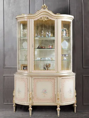 Immagine prodotto di Casa Padrino - Vetrina barocca panna / rosa / multicolore / oro - Vetrina a 4 ante fatta a mano - Magnifico mobile barocco - Qualità eccellente -  Italy