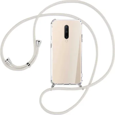 Produktbild von Handykette Backcover-Schutzhülle mit Band (Metall silberfarben) für OnePlus 7 Pro - broken white